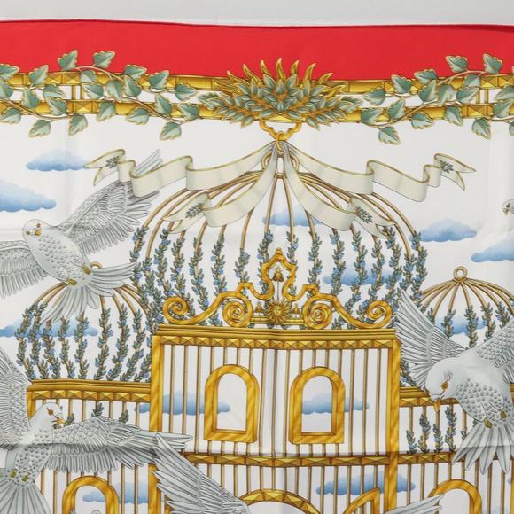 HERMES Carre 90 Scarf ""ENVOL"" Silk Red Auth ac3618 - Picture 3 of 16